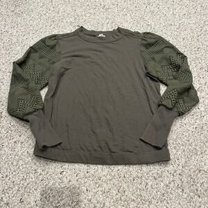 Tiny Helen Embroidered Sleeve Sz S Olive Green Boho Anthropologie